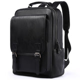 MOYYI Leather Backpack fits 15.6 Inch Laptop Vintage Backpack Waterproof Flap Bookbag for Men Leather Travel Backpack for Men Casual Knapsack Black