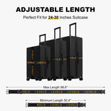 LEVEL8 Luggage Straps Suitcase Belt Buckle Straps Add-A-Bag Travel Accessories, Heavy Duty Strap, 2-Pack, Black