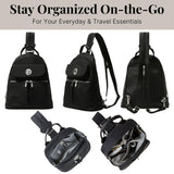 Baggallini Naples Convertible Backpack - Travel Sling Crossbody - 12" Nylon Handbag w/ RFID & Padded Tablet Sleeve
