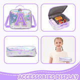 Meetbelify Backpack for Girls Backpacks with Lunch Box Pencil Case for Elementary Student Kids School Travel Bag for Girls Ages 6-8 Years Old Purple