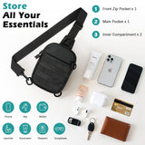 MoKo Small Sling Bag for Men, Mini Utility EDC Tatical Water-Resistant Crossbody Chest Shoulder Bag with RFID Blocking Card Slots for Sport Hiking Travel Work, Black