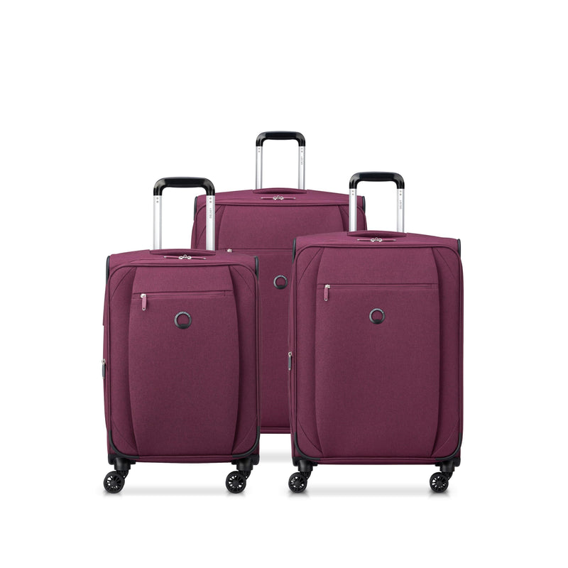 DELSEY PARIS Rami Softside Expandable Luggage with Spinner Wheels, Red, 3 Piece Set (20/24/28)