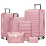 Clyrava Pink 6 Piece Luggage Set Hard Shell - Expandable Suitcases with Spinner Wheels and Duffel Bags for Family Travel, Durable Carry On Luggage Sets with Lock for Women and Girls
