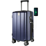 KROSER Hardside Expandable Carry On Luggage with Spinner Wheels & Built-in TSA Lock, Durable Suitcase Rolling Luggage with USB Port, Carry-On 20-Inch, Navy Blue