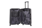 Rockland Huntington 3 PC Luggage Set, 2 PC Hard Case Upright Luggages with Spinner Wheels and a 14" Polyester Tote Bag, Black, (14" Tote, 20", 28")