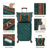 Rosamo 5 piece Luggage Set Expandable Suitcase 22x14x9 Airline Approved Carry on, ABS Hard Case Suitcases with Spinner Wheels, TSA Lock (Dark Green)