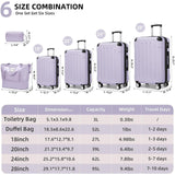 Anwick Luggage Sets 6 Piece Hardside Expandable Suitcase Set with Spinner Wheels TSA Lock Black, Travel Luggage Set Clearance for Men and Women (purple)