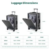 Faqy Z 20 Inch Aluminum Frame Carry On Luggage with Front Pocket, USB Port, Phone Holder & Cup Holder, Hard Shell Spinner Suitcase for Airplane Travel, Grey