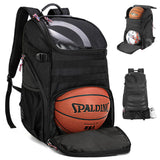 TRAILKICKER Basketball Bag Backpack with Ball Holder Multi-Sport Backpack for Soccer Volleyball Football Baseball Helmet (TK2-Black, Large)