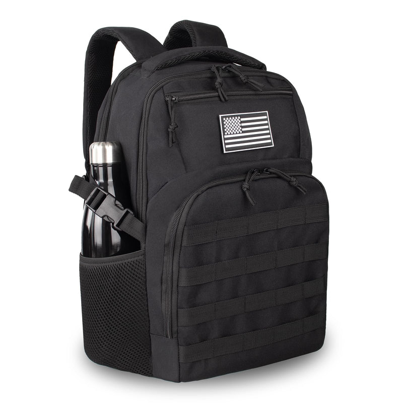 TBNBO Military Tactical Backpack for Travel Hiking,Black Backpack for Men with Bottle Holder, 30L Small Laptop Backpack for Work, Men's Assault Bag Back Pack