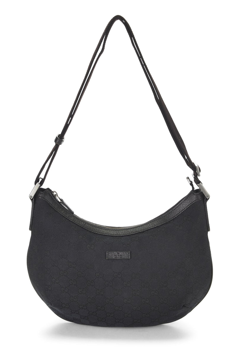 Gucci, Pre-loved Black GG Canvas Round Web Messenger, Black