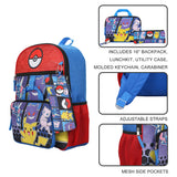 BIOWORLD Mens Pokemon Pokeball 5-Piece Backpack Set (Little Kid/Big Kid), Red, One size