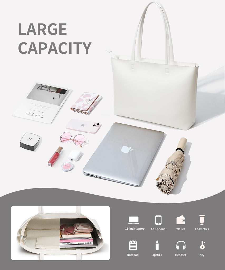KALIDI Tote Bag Zipper Shoulder Bag Faux Leather Purses for Women Casual Handbag Work Dating College