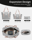 LONG VACATION 6 Piece Luggage Set Carry on Suitcase with ABS+PC hardshell, Spinner Wheels & YKK Zipper TSA Lock (GREY-PINK, 6 piece set)