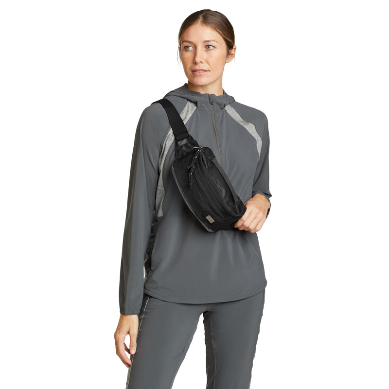 Eddie Bauer 3L Skylar Crossbody Waist Pack with Versatile Pockets and Adjustable Belt - Black