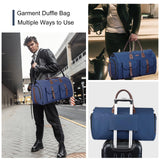 Modoker Convertible Weekender Bag - Canvas Duffle Bags for Travel with Hanging Feature, Blue