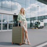 Cosbarn 5 Piece Luggage Sets with Spinner Wheels and TSA Lock, Unisex Hardside ABS Suitcase Set, Hardshell Lightweight Waterproof Travel Hard Case Luggage Set, Green