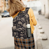 UEQIKI Retro Skull Lightweight Travel Backpack With Zipped Front Pocket Printed Laptop Bag Fashion Casual Daypack For Work, Hiking, Camping Unisex