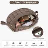 Duyijiff Puffer Crossbody Bum Bag Quilted Cherecked Cross Body Bumbags for Women Oversized Fanny Pack for Daily Use (Coffee)