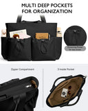 KALIDI Yoga Tote Bag for Women with Zipper Large Shoulder Bag Handbag with Pockets for Travel Vacation Work Gym Workout, Black