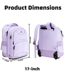 MATEIN Rolling Backpack for Women, 17 Inch Travel Laptop Backpacks with Wheels, Waterproof Large Roller Carry On Luggage Wheeled, Trolley Overnight Suitcase Business Computer Bag, Purple