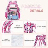 LIGHT FLIGHT Large Clear Backpack with Reinforced Padded Straps Heavy Duty PVC Transparent Backpack See Through Bookbags for Work, Travel, Pink
