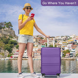 Kono 24 Inch Luggage Suitcase with Spinner Wheels TSA Lock Lightweight PC+ABS Hardside Medium Checked Luggage Durable Rolling Suitcase Purple