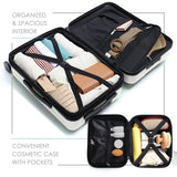 TRAVELARIM 20 Inch Carry On Luggage 22x14x9 Airline Approved, Carry On Suitcase with Wheels, Hard-shell Carry-on Luggage, Durable Luggage Carry On, White Small Suitcase with Cosmetic Carry On Bag