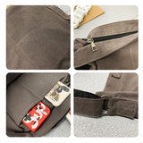 Canvas Messenger Vintage Big Alt Emo Crossbody Bag Goth Punk Shoulder Satchels Harajuku Grunge Handbag (Brown)