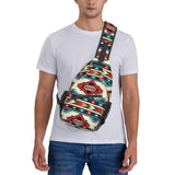 QISENTIS Tribal Aztec Geometric Pattern Sling Bag Crossbody Backpack Native American Ethnic Tribal Southwest Stripe Red Gym Travel Hiking Daypack Navajo Print Chest Shoulder Bag Unisex