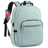 LOVEVOOK Laptop Backpack Purse for Women, Work Travel Computer Bags, College School Backpack for Student Girl, Quilted Casual Daypack with USB Port, Fit 15.6 Inch Laptop, Mint Green