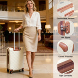 Voytra Lightweight Carry on Luggage 22x14x9 Airline Approved Suitcases with Wheels YKK Zipper TSA Lock, 2 Piece Luggage Set for Weekend Getaways & Travel Business (14/20 Beige)