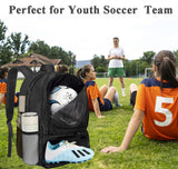 Rudmox Soccer Bag, Basketball Backpack, Sports Equipment Bag with Shoes Compartment Holds Sneak, Helmet, Basketball, Football, Vollyball, Gloves (Full Black)