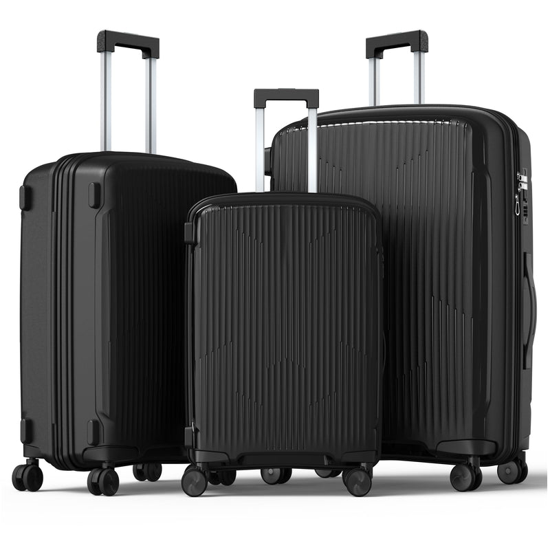 Nazhura Luggage Set, 3-Piece Hardside Suitcase Set, 20-inch Carry On, 24-inch, 28-inch Luggage (Dark Grey)