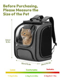Pecute Cat Backpack Carrier, Large Space Cat Bubble Backpack, Breathable Cat Carrier, Shaded Dog Backpack Carrier, Ergonomic 3D Design for Travel, Hiking, Walk, Suitable for Shopping, Car, Vet, Gray