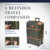 Bric's Bellagio 3.0 Spinner Trunk- Luxury Hardshell Check In Luggage with Large Wheels, Telescopic Handle, Leather Detailing - Expandable Rolling Suitcase - 30", Black