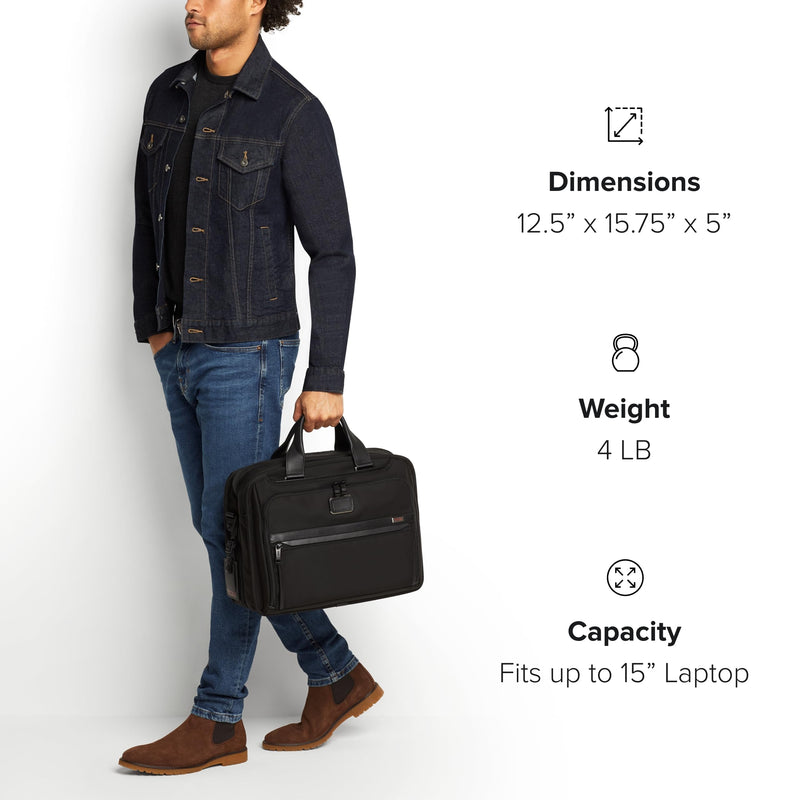 TUMI - Alpha Organizer Brief - Laptop Briefcase for Commute or Travel - Fits Up to 15" Laptop - Removable Shoulder Strap - Black