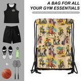 Western Drawstring Backpack Gym Bag With Shoe Compartment String Bag Sport Beach Swimming Sackpack For Women Men