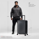 InUSA DEEP Luggage with GEL Handle | Spacious Traveling Suitcases Travel Suitcase with Dual Spinner Wheels and Studs | 28 Inch Large Hardside Luggage | Black
