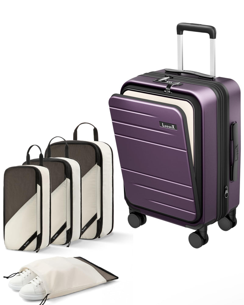 LUGGEX Carry On Luggage and 4 Set Packing Cubes Bundle – Travel Essentials
