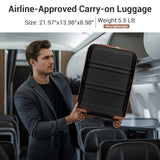 Kono Carry On Luggage 22x14x9 Airline Approved with Spinner Wheels,Lightweight PC+ABS 20 Inch Luggage with TSA Lock,Expandable Hard Shell Carry On Suitcases for Men Women,Black/Brown
