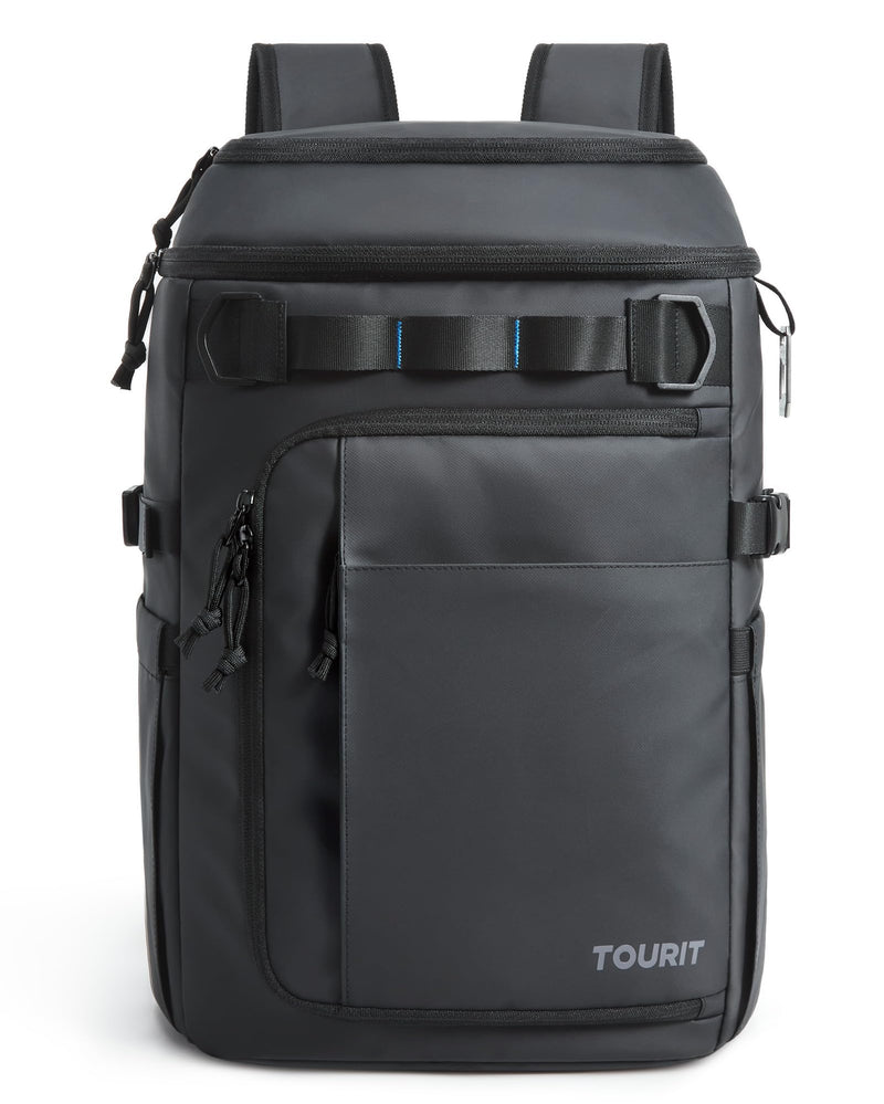 TOURIT 38 Cans Backpack Cooler: Leak Proof Waterproof 2 Insulated Compartments Soft Cooler Bag Beach Travel Camping Picnic Black