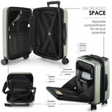 TRAVELARIM 20 Inch Carry On Luggage 22x14x9 Airline Approved, Carry On Suitcase with Wheels, Hard-shell Carry-on Luggage, Durable Luggage Carry-On, Sage Green Small Suitcase with Cosmetic Case