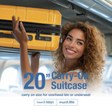 KYME Carry On Luggage 22x14x9 Airline Approved,Hardshell Carry On Suitcase With Tsa Lock,Small Suitcases with Wheels,Travel Luggage for Men Women,Expandable Carry-On 20 Inch,Yellow