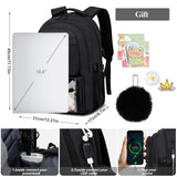 kadilong School Backpacks for Teen Girls Bookbag for Middle School College Students, Cute Backpacks for Women 15.6 Inch Laptop Bag Back Pack School Bag Anti Theft (Black)