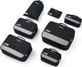 Hanke 7 Set Compression Packing Cubes for Travel, Expandable Large Packing Cubes for Suitcases and Backpack, Luggage Packing Organizer Bags with Double Zipper as Travel Essentials,Black