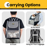 Conlun Cat Backpack Carrier for Small Dogs and Cats Fit Up to 15 Lbs,Small Dog Backpack, Foldable with 3-Side Mesh Windows, Pet Carrier for Travel & Hiking Friendly，Gray