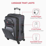 SwissGear Sion Softside Expandable Luggage – Carry-On Suitcase with 360 Degree Wheels & Retractable Handle – 21 Inch, Perfect for 1-3 Night Trips – Dark Gray