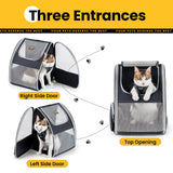 Conlun Cat Backpack Carrier for Small Dogs and Cats Fit Up to 15 Lbs,Small Dog Backpack, Foldable with 3-Side Mesh Windows, Pet Carrier for Travel & Hiking Friendly，Gray
