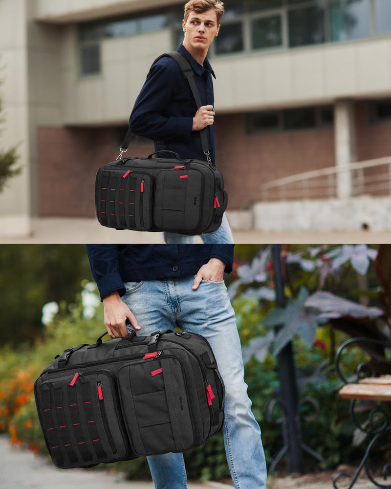 Gonex Travel Backpack, Large Carry-On Nylon Duffle Bag, 3-in-1 Convertible Laptop Bag for Men & Women, Durable for Work & Weekend Travel (Black)
